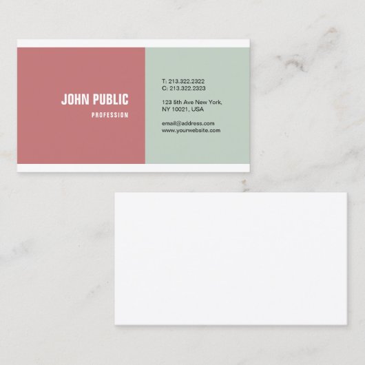 トレンディーモダンシンプルテンプレートエレガント色 名刺 (正面/裏面)