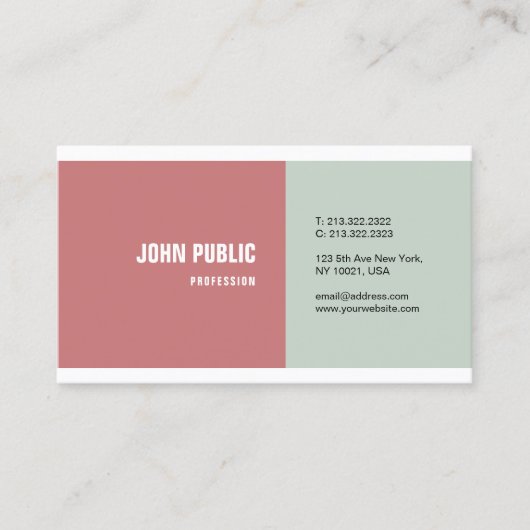 トレンディーモダンシンプルテンプレートエレガント色 名刺 (正面)