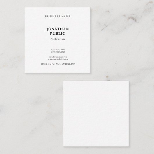 トレンディーモダンシンプルプロフェッショナルカッコいいテンプレート スクエア名刺 (正面/裏面)