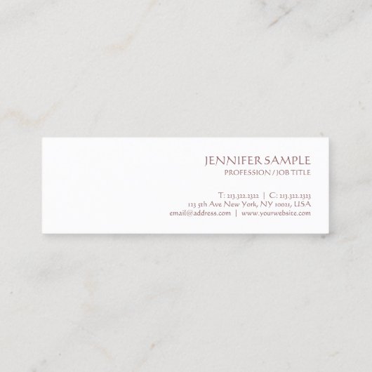 トレンディーモダンシンプルプロフェッショナルテンプレートエレガント スキニー名刺 (裏面)