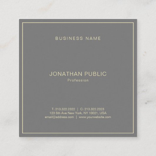 トレンディーモダンシンプルプロフェッショナルテンプレートラグジュアリー スクエア名刺 (裏面)