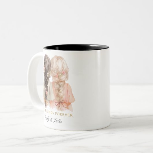 トレンディーモダンシ最高のックフレンズBFFカスタム写真 ツートーンマグカップ (正面左)