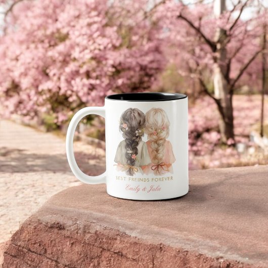 トレンディーモダンシ最高のックフレンズBFFカスタム写真 ツートーンマグカップ