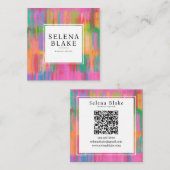 トレンディーモダンスクエアデザイン(QRコード付き) - ユニーク スクエア名刺 (正面/裏面)