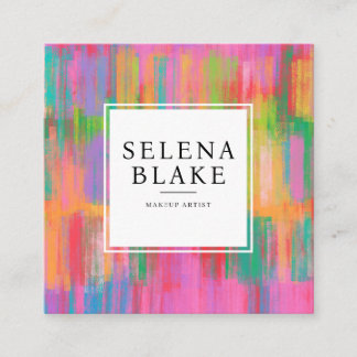 トレンディーモダンスクエアデザイン（QRコード付き） - ユニーク スクエア名刺