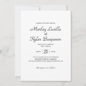 トレンディーモダンスクリプト名ミニマル結婚リスト 招待状 (正面)