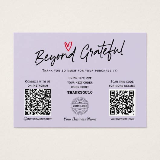 トレンディーモダンスクリプトQRコードギフト券 (正面)