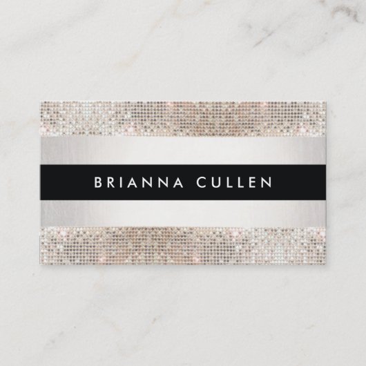 トレンディーモダンストライプの銀セクフェイクイン 名刺 (正面)