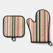 トレンディーモダンストライプ 鍋つかみ&鍋敷きセット (正面)