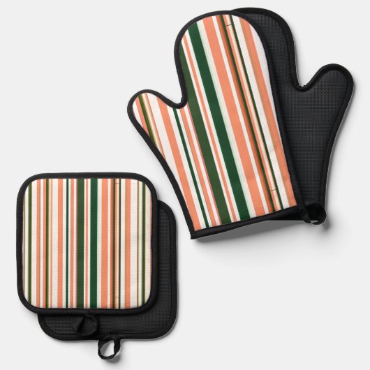 トレンディーモダンストライプ 鍋つかみ&鍋敷きセット (正面/裏面)