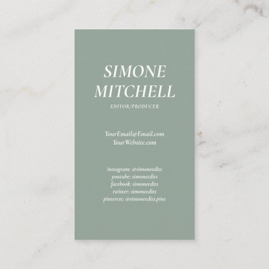 トレンディーモダンセージグリーンソーシャルメディアプロフェッショナル 名刺 (裏面)
