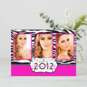 トレンディーモダンゼブラストライプの卒業招待状 招待状 (スタンド正面)