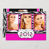 トレンディーモダンゼブラストライプの卒業招待状 招待状 (正面/裏面)