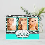 トレンディーモダンゼブラストライプの卒業招待状 招待状 (スタンド正面)