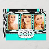 トレンディーモダンゼブラストライプの卒業招待状 招待状 (正面/裏面)