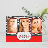 トレンディーモダンゼブラストライプの卒業招待状 招待状 (スタンド正面)