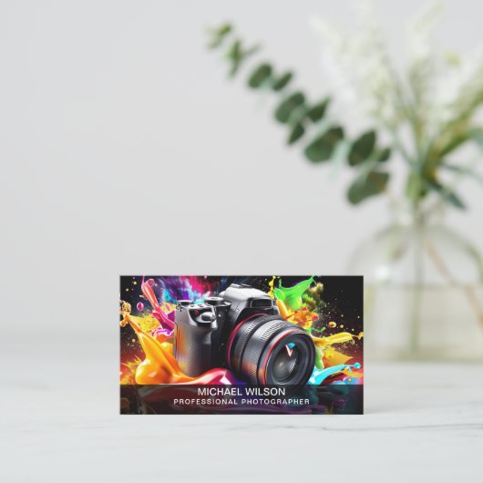 トレンディーモダンソーシャルメディア写真家QRコード 名刺 (スタンド正面)