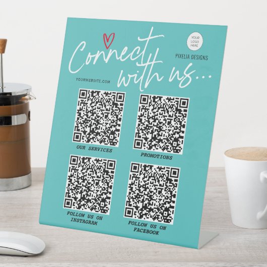 トレンディーモダンソーシャルメディアQRコードビジネスサイン 台座サイン (インサイチュ)