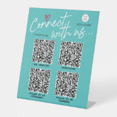 トレンディーモダンソーシャルメディアQRコードビジネスサイン 台座サイン (正面)