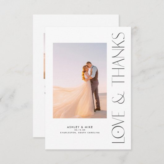 トレンディーモダンタイプLove & 感謝してい2フォト結婚ズ サンキューカード (正面/裏面)