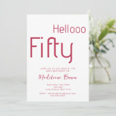 トレンディーモダンタイポグラフィマゼンタ50誕生日 招待状 (スタンド正面)
