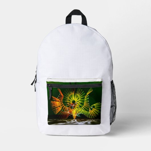 トレンディーモダンタイポグラフィモノグラム プリントバックパック (正面)