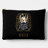 トレンディーモダンタイポグラフィ引用文ブラック金ゴールド アクセサリーポーチ (正面)