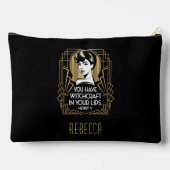 トレンディーモダンタイポグラフィ引用文ブラック金ゴールド アクセサリーポーチ (裏面)