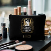 トレンディーモダンタイポグラフィ引用文ブラック金ゴールド アクセサリーポーチ