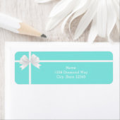 トレンディーモダンターコイズブルーきらきら光るダイヤモンドボウ ラベル (インサイチュ)