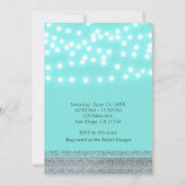 トレンディーモダンターコイズブルーストリングライト&きらきら光る 招待状 (裏面)