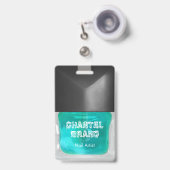 トレンディーモダンティール（緑がかった色）爪、 ネイルポーランドビューティシャンサロン バッジ (Front with Retractable)