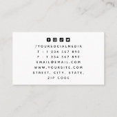 トレンディーモダンテニスクラブコーチロゴソーシャルメディア 名刺 (裏面)