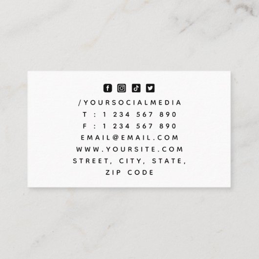 トレンディーモダンテニスクラブコーチロゴソーシャルメディア 名刺 (裏面)