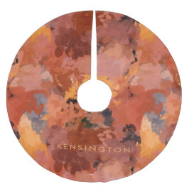 トレンディーモダンテラコッタラストブラウン抽象芸術 ブラッシュドポリエステルツリースカート