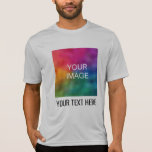 トレンディーモダンテンプレートメンズスポーツ – テック競技者 Tシャツ<br><div class="desc">画像の文字をここに追加テンプレートメンズスポーツテック競合他社Activewear Silver T-Shirt.</div>