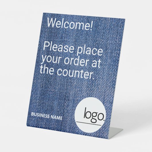 トレンディーモダンデニムブルー自己ロゴブランド事業 台座サイン (正面)