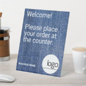 トレンディーモダンデニムブルー自己ロゴブランド事業 台座サイン (インサイチュ)