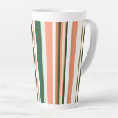 トレンディーモダンニューオレンジグリーンホワイトストライプズ カフェラテマグ (右アングル)