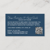 トレンディーモダンネイビーブルーヨガインストラクター 名刺 (裏面)