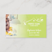 トレンディーモダンハウスクリーニングメイド清掃清掃バシン 名刺 (正面)