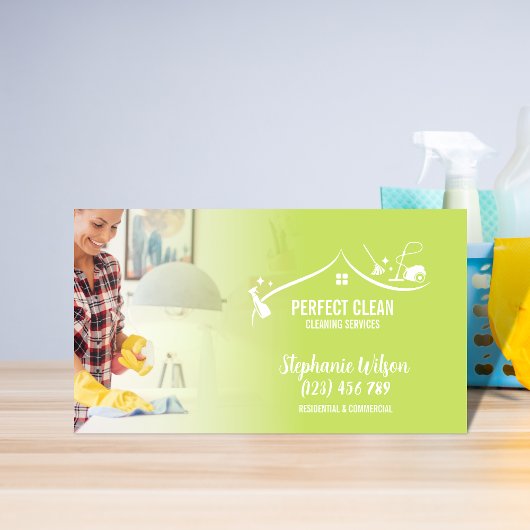 トレンディーモダンハウスクリーニングメイド清掃清掃バシン 名刺