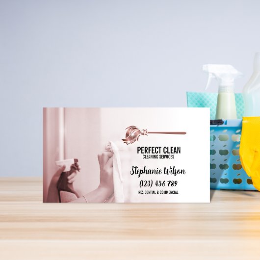 トレンディーモダンハウスクリーニングメイド清掃清掃バシン 名刺