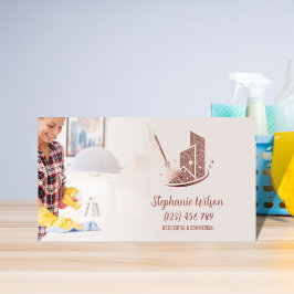 トレンディーモダンハウスクリーニングメイド清掃清掃バシン 名刺