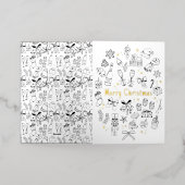 トレンディーモダンハンドドロッドバジェットブラック&ホワイトクリスマス 箔グリーティングカード (外側レイダウン)