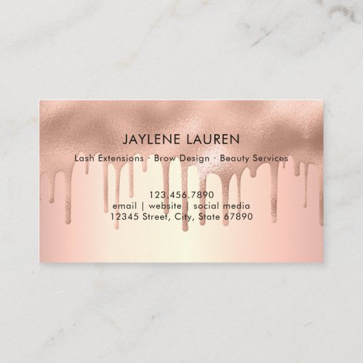 トレンディーモダンバラ金ゴールドきらめくドリップロイヤリティカード 名刺 (裏面)