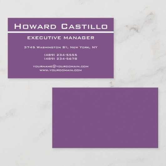 トレンディーモダンパエレガントープルプロフェッショナル 名刺 (正面/裏面)