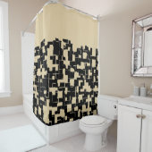 トレンディーモダンパターン – ブラック/タン（変更可能） シャワーカーテン (インサイチュ)