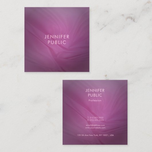 トレンディーモダンパープエレガントリミナリストテンプレート スクエア名刺 (正面/裏面)