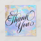 トレンディーモダンパープルオパール&金ゴールドありがとう スクエア名刺 (正面)